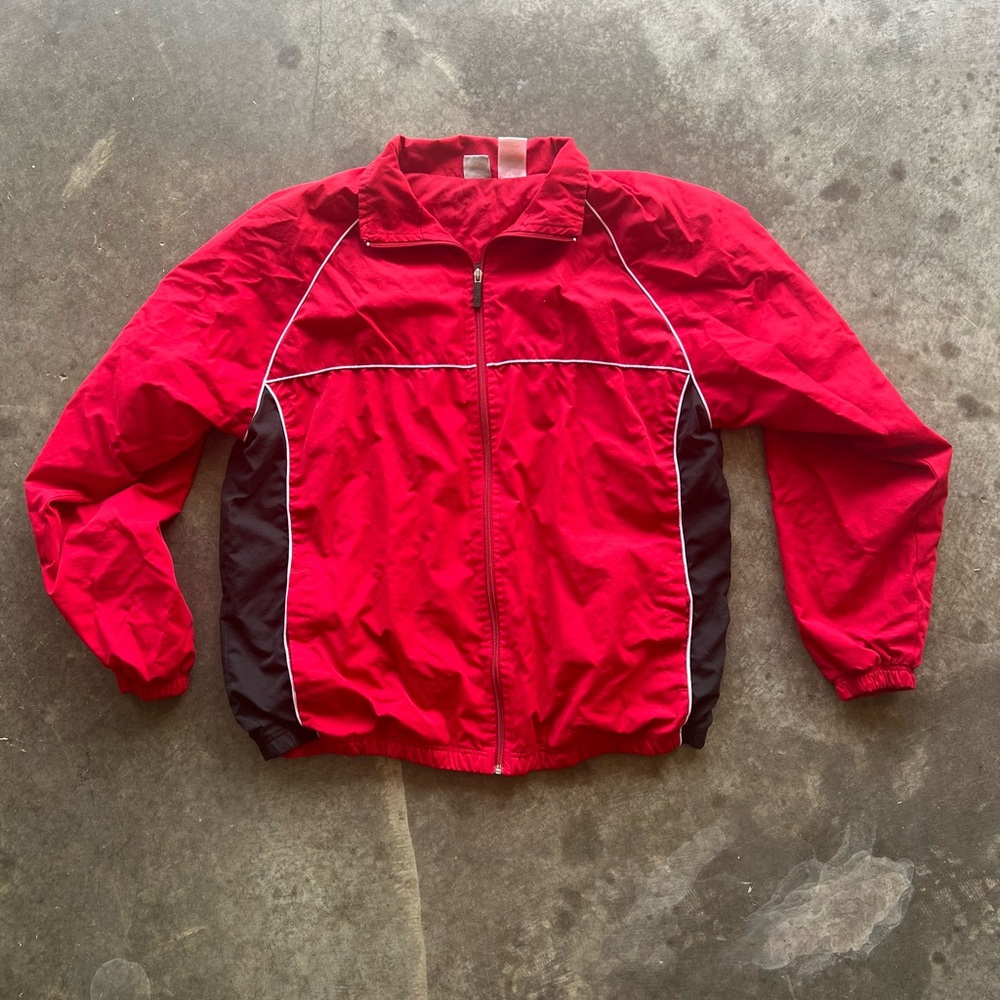 vintage red oversized windbreaker